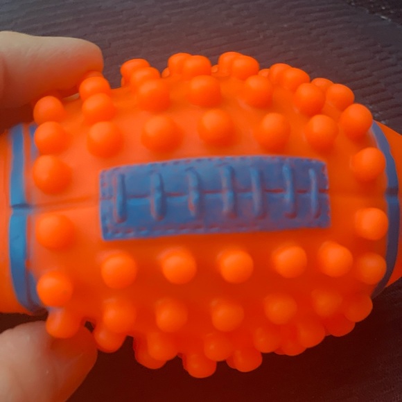 Orange Sports Themed Dog Squeak Toys Football and Bone doggie toys - Picture 5 of 5